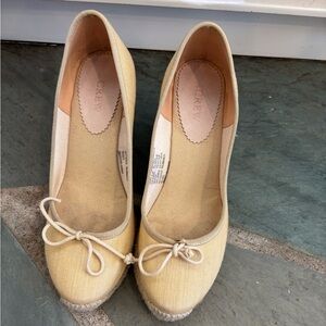 J. Crew Lemon Yellow Canvas Espadrille Flats with Bow